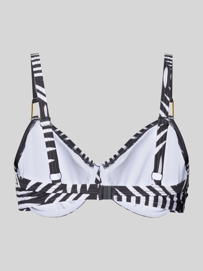 Produktfoto, PLUS SIZE Bikini-Oberteil mit Bügeln Modell 'Liv' von LASCANA, Schwarz-Weiß mit grafischem Muster, Material-Mix mit Stretch-Anteil, Vorgeformte Cups, Spaghettiträger, Hakenverschluss.
