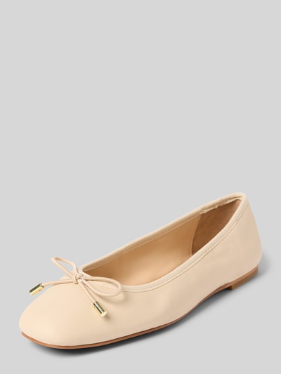 INUOVO Ballerina's van leer met strikdetail Zand - 1