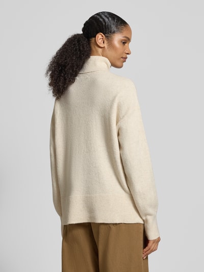 VERO MODA Regular Fit Rollkragenpullover mit Seitenschlitzen Modell 'DOFFY' Ecru Melange 5