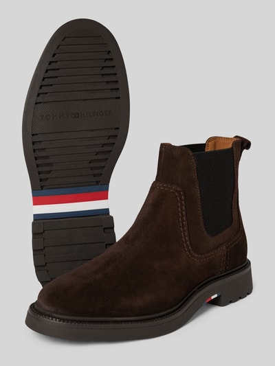 Tommy Hilfiger Lederboots mit elastischem Einsatz Dunkelbraun 4