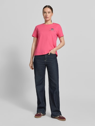 GANT T-Shirt mit Rundhalsausschnitt und Label-Stitching Pink 1
