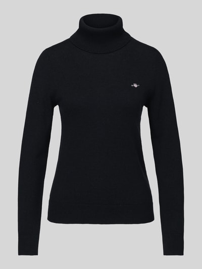 Produktfoto, Regular Fit Rollkragenpullover aus Woll-Mix von GANT in Schwarz mit glatter Oberfläche, Damen Rollkragenpullover von GANT