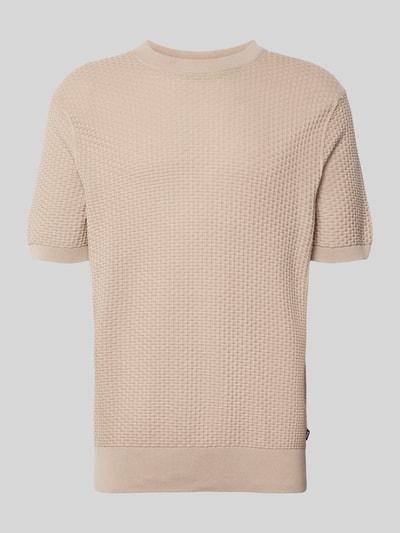 Produktfoto, Regular Fit Strickshirt aus reiner Baumwolle Modell 'H-NILTON' von BOSS, Optik: Unifarben, Struktur-Muster, Kurzarm, Rundhals, Gerippt