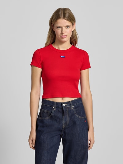 Hugo Blue T-shirt o kroju slim fit z mieszanki bawełny model ‘BABY TEE_B’ Wiśniowy 4