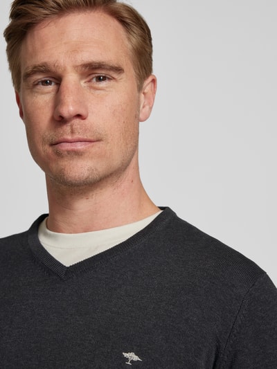 Fynch-Hatton Strickpullover mit Logo-Stitching Anthrazit 3