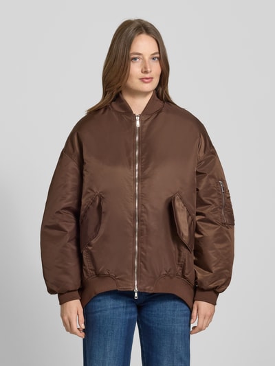 miss goodlife Relaxed fit bomberjack met tweewegsritssluiting Chocoladebruin - 4