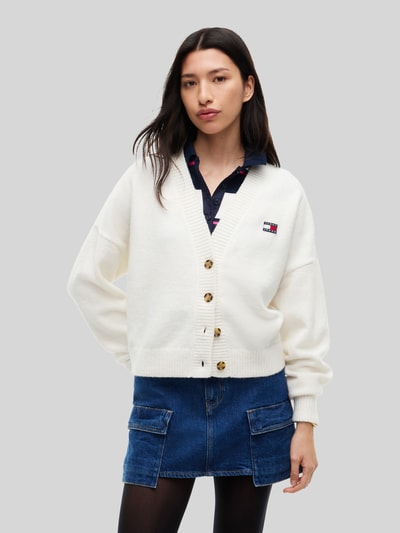 Tommy Jeans Kardigan rozpinany o kroju relaxed fit z dodatkiem wełny z alpaki i dodatek wełny Biały 4