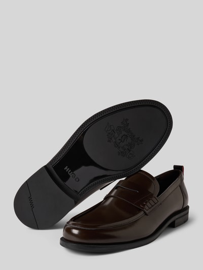 HUGO Loafer aus Leder mit Pennyloafer-Bündchen Modell 'VARIAN' Dunkelbraun 4