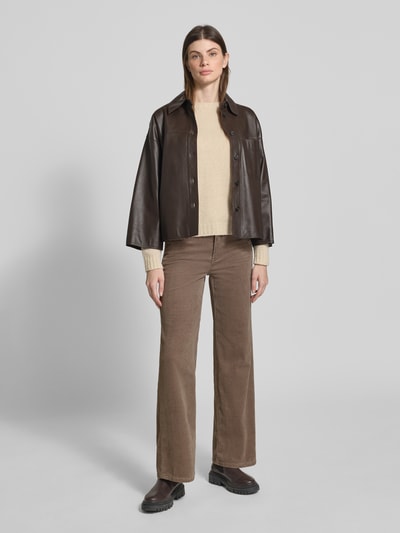 GANG Wide Fit Cordhose mit Label-Detail Modell 'AMELIE WIDE' Taupe 1