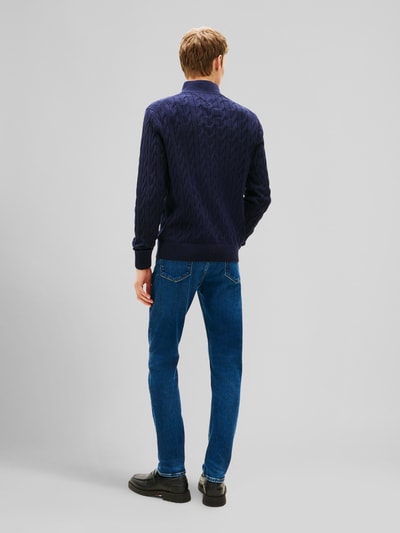 Tommy Hilfiger Regular Fit Troyer aus reiner Baumwolle mit Logo-Stitching Marine 5