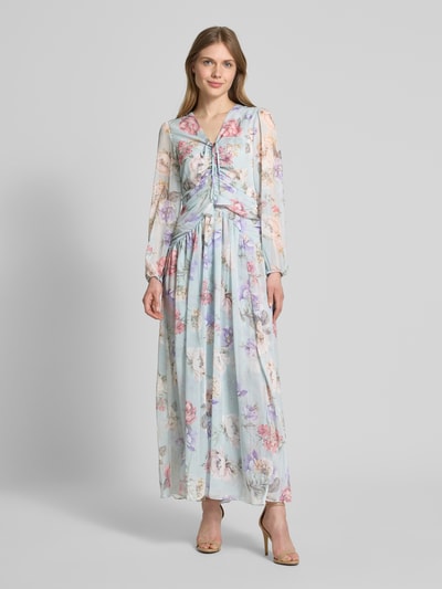 ADLYSH Abendkleid mit V-Ausschnitt und Raffungen Hellblau 4