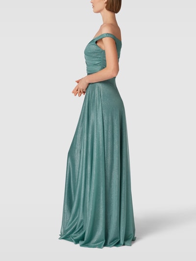 TROYDEN COLLECTION Abendkleid mit V-Ausschnitt Petrol 1