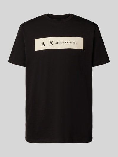 ARMANI EXCHANGE T-shirt o kroju regular fit z czystej bawełny z nadrukiem z logo Czarny 2