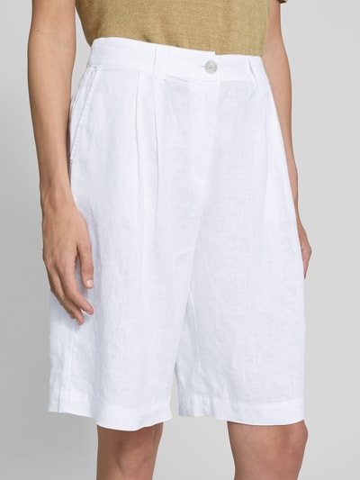 Christian Berg Woman Loose Fit Bermudas aus reinem Leinen Weiss 3