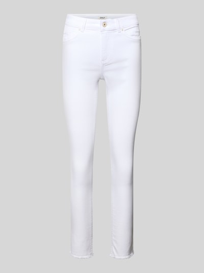 Produktfoto, Skinny Fit Jeans aus Baumwoll-Mix Modell 'BLUSH' von ONLY, efekt: jednolity kolor, mieszanka bawełny, 5 kieszeni, frędzle, denim
