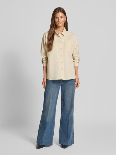 Mustang Oversized overhemdblouse met linnen, model 'Willow' Beige - 1