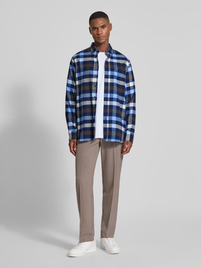 Christian Berg Men Regular fit vrijetijdsoverhemd van biologische katoenmix Marineblauw - 1