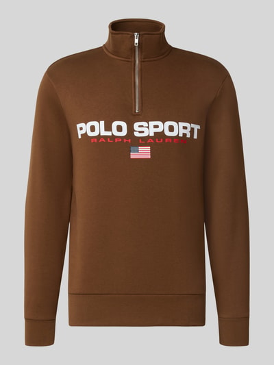 Produktfoto, Relaxed Fit Troyer aus katoenmix van Polo Ralph Lauren in bruin met witte en rode opdruk, heren schipperstrui