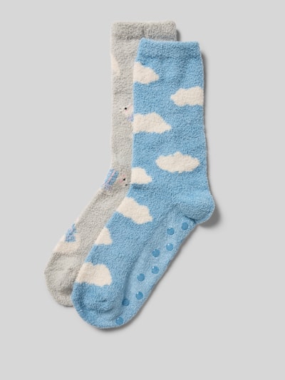 Jake*s Casual Socken mit geripptem Abschluss im 2er-Pack Hellgrau Melange 1