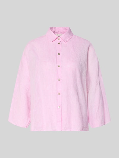 Produktfoto, Leinenbluse mit überschnittenen Schultern von Christian Berg Woman in Rosa, reine Leinenstruktur, Kentkragen, Knopfleiste, Loose Fit