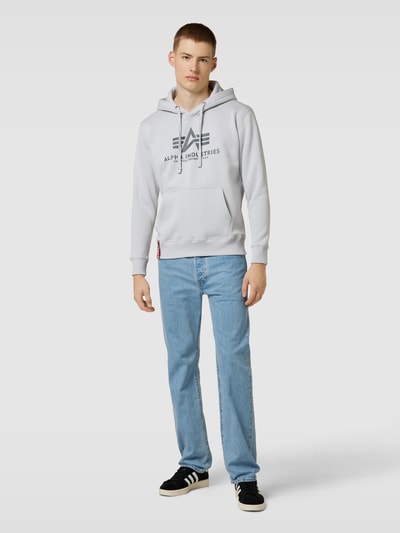 Alpha Industries Hoodie mit Label-Print Modell 'BASIC' Hellgrau 1