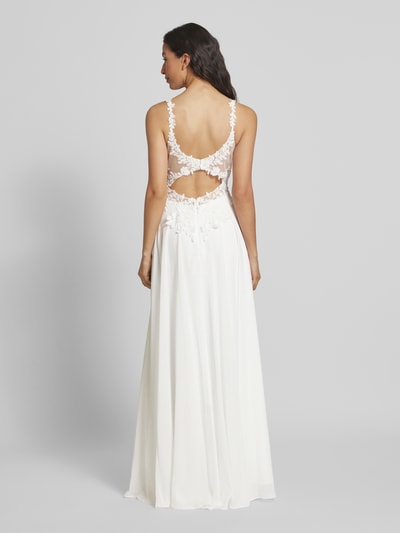 LUXUAR FASHION Abendkleid mit Spitze und Perlen Offwhite 5