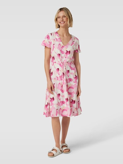 Tom Tailor Knielange jurk met all-over motief Roze - 4