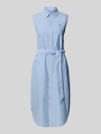 Polo Ralph Lauren Overhemdjurk met strikceintuur, model 'CORY' Blauw - 2