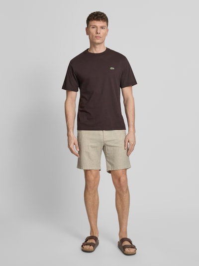 Selected Homme Regular Fit Chinoshorts aus Baumwoll-Leinen-Mix Modell 'BRODY' Oliv 1