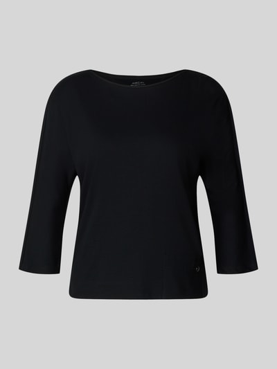 Produktfoto, Shirt mit U-Boot-Ausschnitt und Label-Detail von Marc Cain aus Baumwoll-Mix mit Stretch-Anteil in Schwarz, Straight Fit