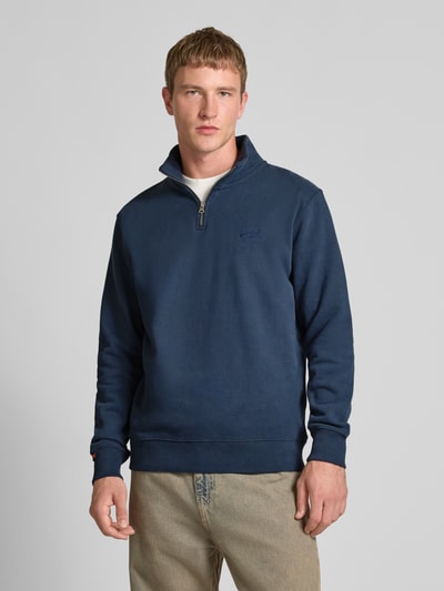 Superdry Sweatshirt mit Troyer-Kragen und Logo-Stitching Dunkelblau 4