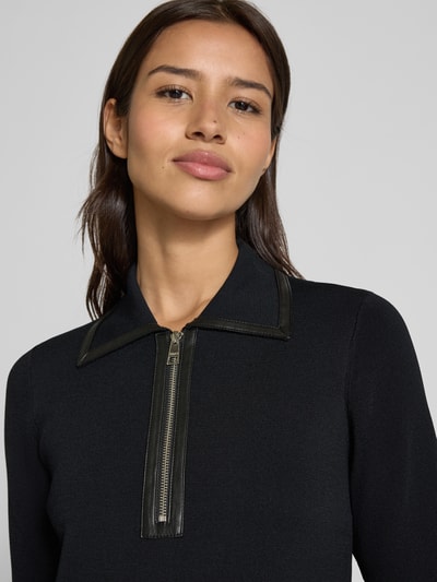 Liu Jo White Sukienka o długości do kolan z mieszanki wiskozy z wykładanym kołnierzem Czarny 3