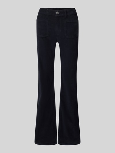 OPUS Spodnie o rozkloszowanym kroju z imitacji sztruksu model ‘Ebbi’ Ciemnoniebieski 2