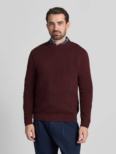 Jack & Jones Premium Strickpullover mit gerippten Abschlüssen Modell 'BLAMILANO' Bordeaux Melange 4