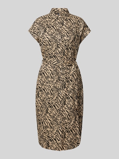 Pieces Sukienka midi z nadrukiem na całej powierzchni model ‘NYA’ Piaskowy 2