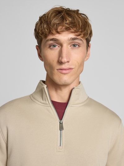 Only & Sons Regular Fit Troyer aus Baumwoll-Mix Modell 'CERES' Beige 3