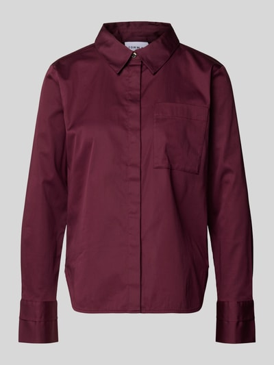 comma Regular Fit Hemdbluse mit Brusttasche Modell 'September' Bordeaux 2