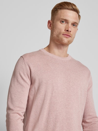 Tom Tailor Strickpullover mit Label-Stitching Modell 'BASIC' Rosa 3