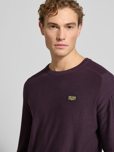 PME Legend Gebreide pullover met labeldetail Donkerrood - 3