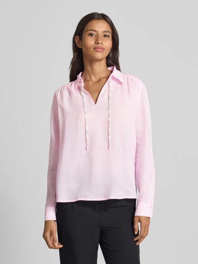 Marc Cain Regular Fit Bluse aus Ramie mit Umlegekragen Pink 4