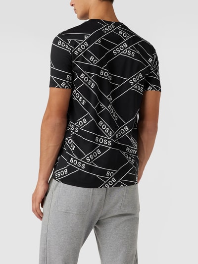 BOSS T-shirt met all-over logoprint, model 'Tiburt' Zwart - 5