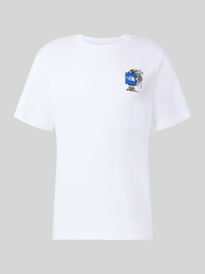 Produktfoto, weißes T-Shirt aus reiner Baumwolle Modell 'Gear Up Get Out' von The North Face, Logo-Print, Regular Fit, Rundhalsausschnitt