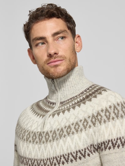 MCNEAL Gebreide pullover van wolmix met opstaande kraag en ritssluiting Kit gemêleerd - 3