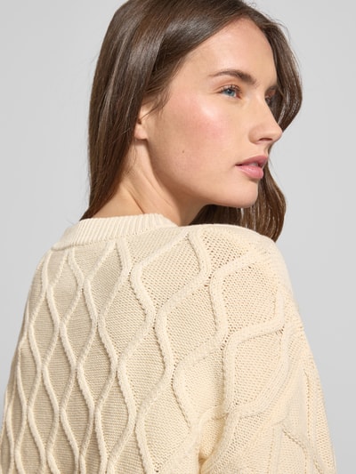 s.Oliver RED LABEL Regular Fit Strickpullover aus Baumwoll-Mix Ecru 3