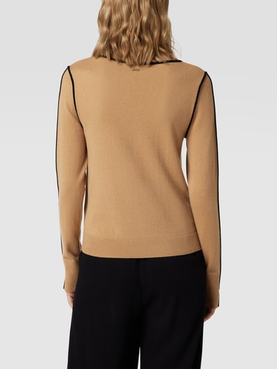 BOSS Gebreide pullover met contraststrepen, model 'Fomilia' Camel - 5