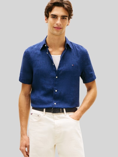 Tommy Hilfiger Koszula z krótkim rękawem o kroju regular fit z czystego lnu Ciemnoniebieski 4