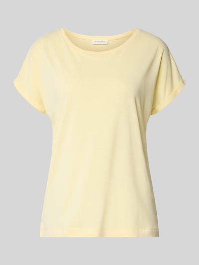 Produktfoto, Regular Fit T-Shirt mit Rundhalsausschnitt von Christian Berg Woman z mieszanki modalu, damski t-shirt, jasny żółty, zakończenia rękawów stałe, długość tyłu w rozmiarze S: 64 cm