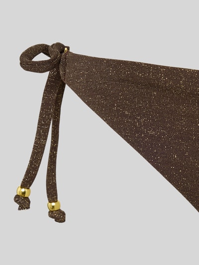 Produktfoto, Bikini-Slip mit seitlicher Schnürung von Banana Moon, braun mit Schimmer, Material-Mix mit Stretch-Anteil, strukturierte Oberfläche