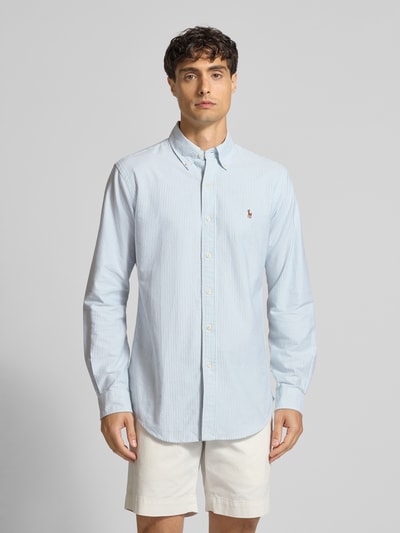 Polo Ralph Lauren Custom Fit Freizeithemd mit Button-Down-Kragen Hellgrau Melange 4