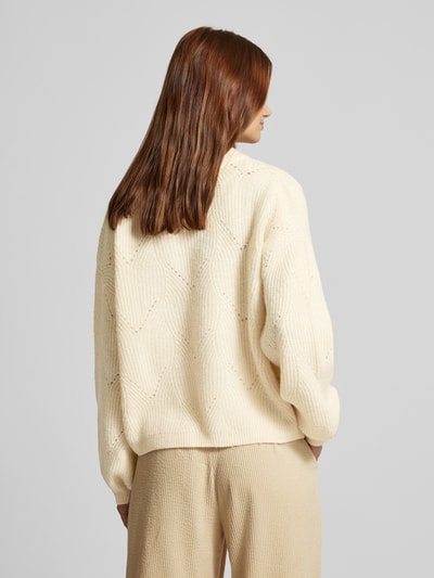 Pieces Loose Fit Strickpullover mit abstraktem Strickmuster Modell 'JENNA' Offwhite 5